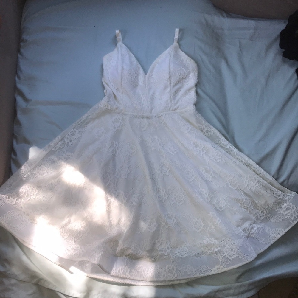White flowy lace dress